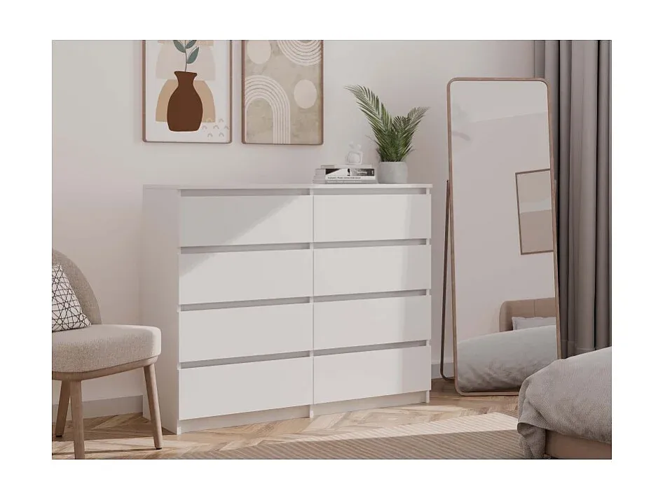 Große Weiße Kommode mit 8 Schubladen 120x40x97 cm