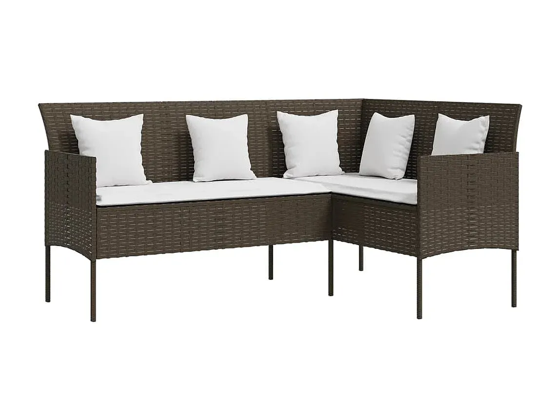 5-teiliges L-förmiges Sofa-Set mit Kissen aus Poly-Rattan Braun