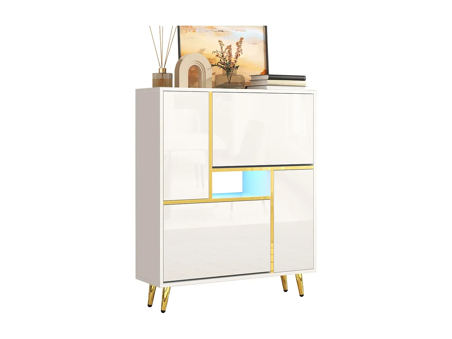 Eleganter Schuhschrank mit LED-Beleuchtung in Weiß