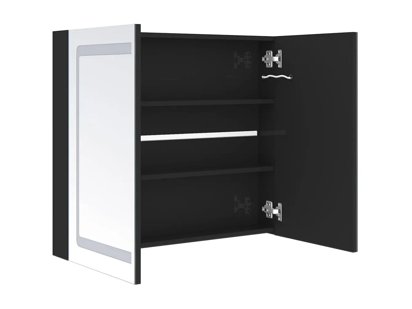 Eleganter LED-Badschrank mit Spiegel, Schwarz, 80x12x68 cm