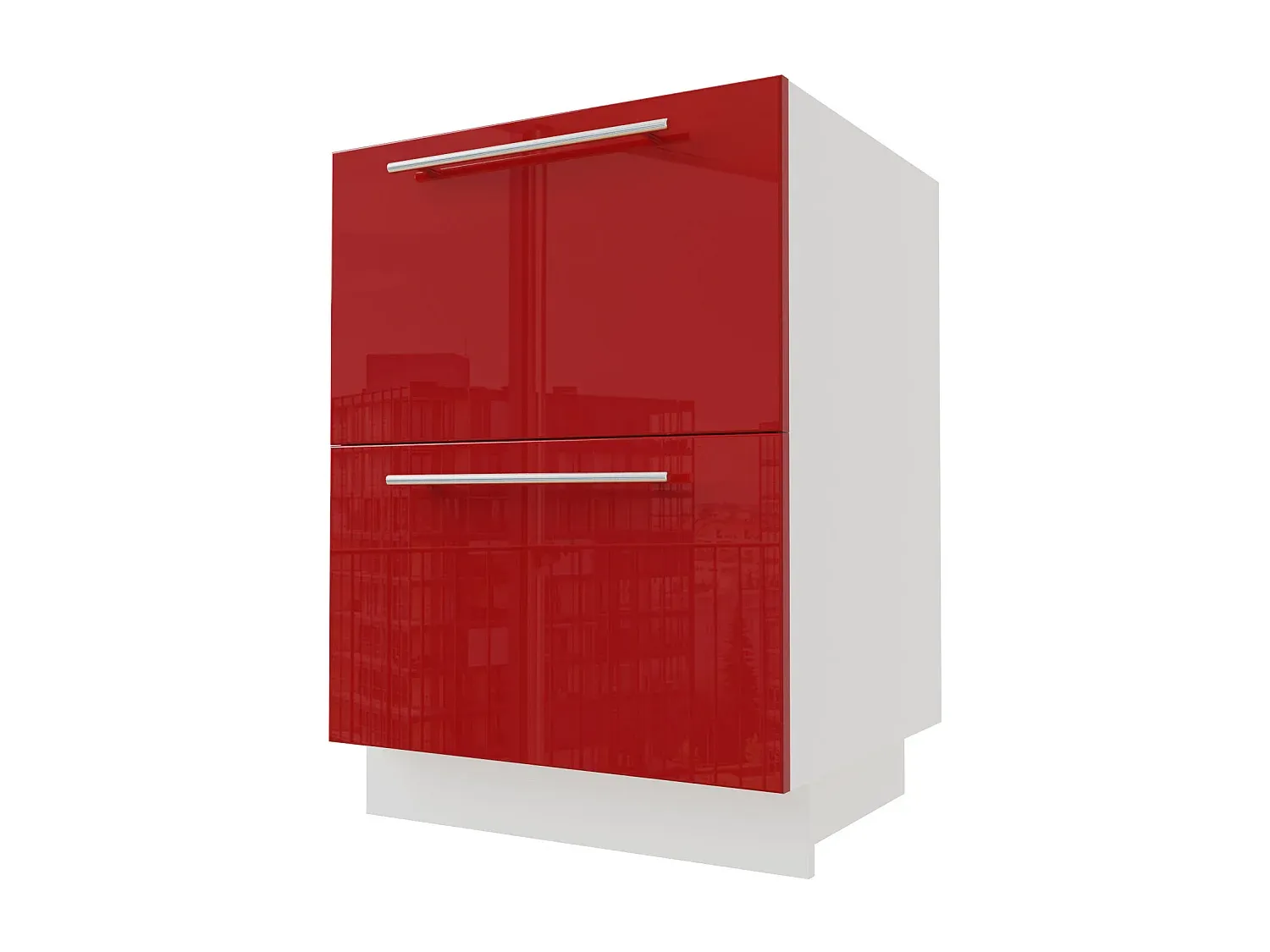 Schubladenschrank mit Hochglanzfront in Karminrot, 60x50x82 cm