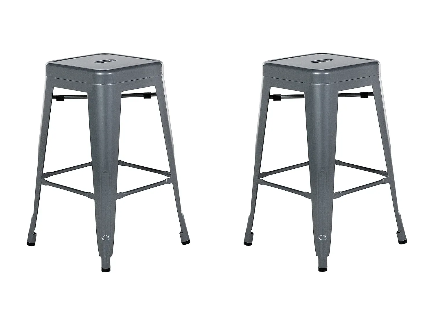 Moderner grauer Hocker-Set, 60 cm Höhe, 2-teilig