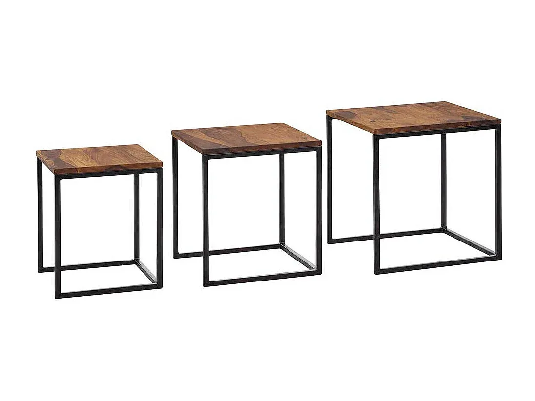 Moderner Beistelltisch-Satz im Industrie-Design, 3-teilig, 42 cm hoch