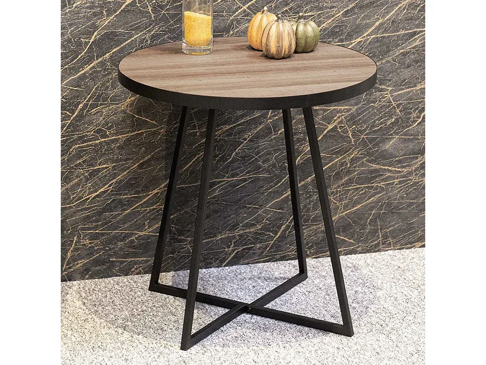 Runder Wohnzimmertisch mit Metallgestell