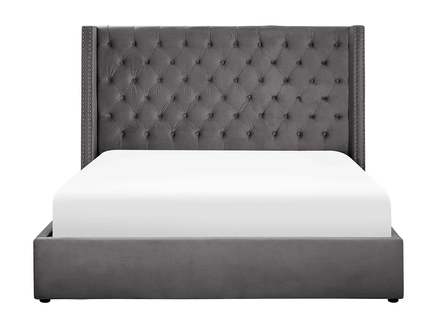 Samtbett mit Stauraum in Grau 180 x 200 cm