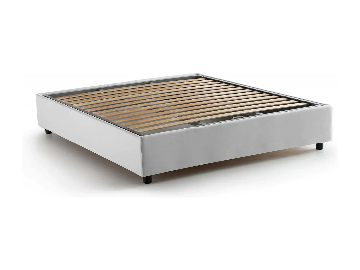 Stoffbezogenes Containerbett mit Frontöffnung, geeignet für 140x190 cm Matratze, Weiß