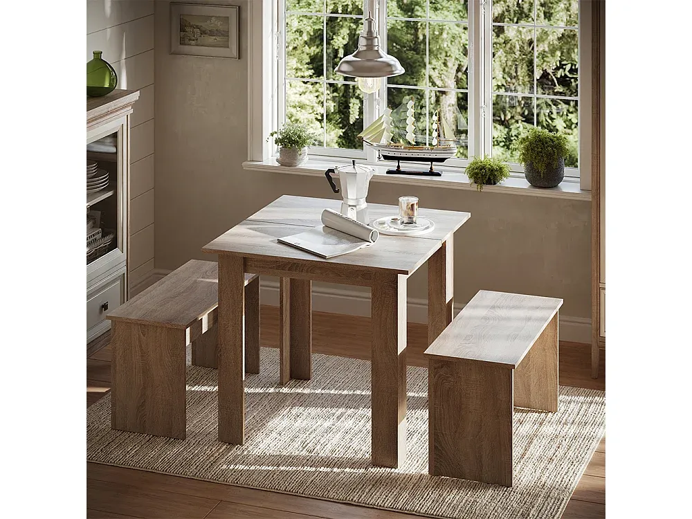 Moderner Esstisch mit Stühlen aus Betonoptik