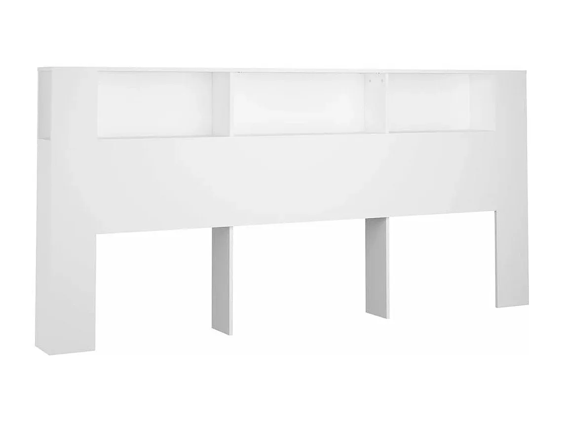 Weißes Bett-Kopfteil mit Ablagen 220x18,5x104,5 cm