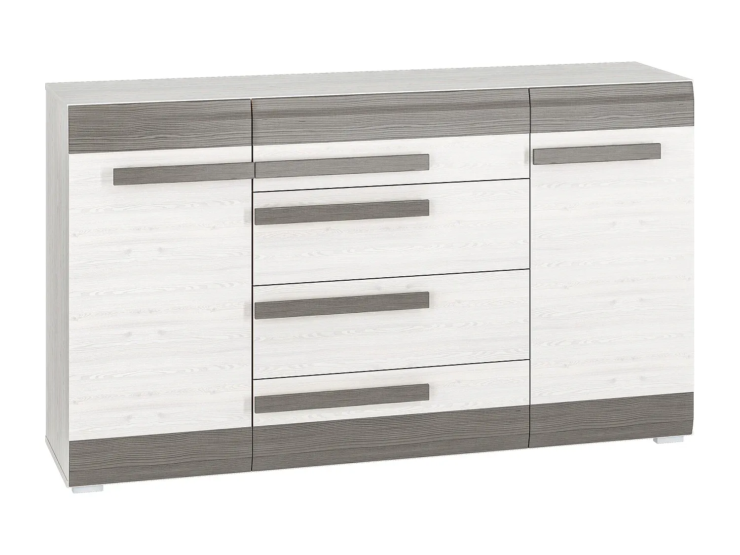 Modernes Sideboard aus Kiefernholz in Weiß und Grau