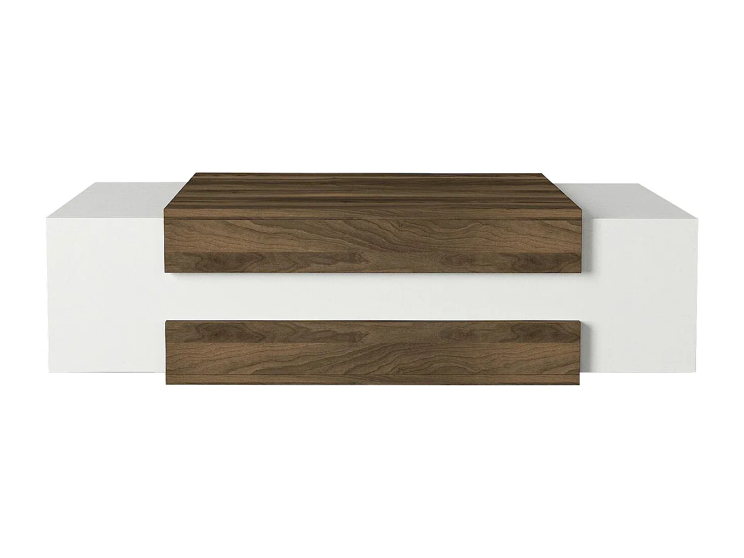 Moderner Wohnzimmer Couchtisch in Weiß und Nussbaum