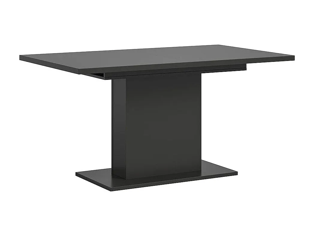 Moderner Esstisch mit Säulenfuß und Verlängerungsplatte, Grau