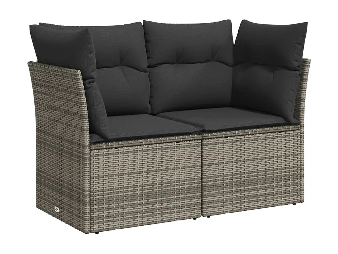 Modernes Gartensofa für zwei Personen mit Kissen, Grau