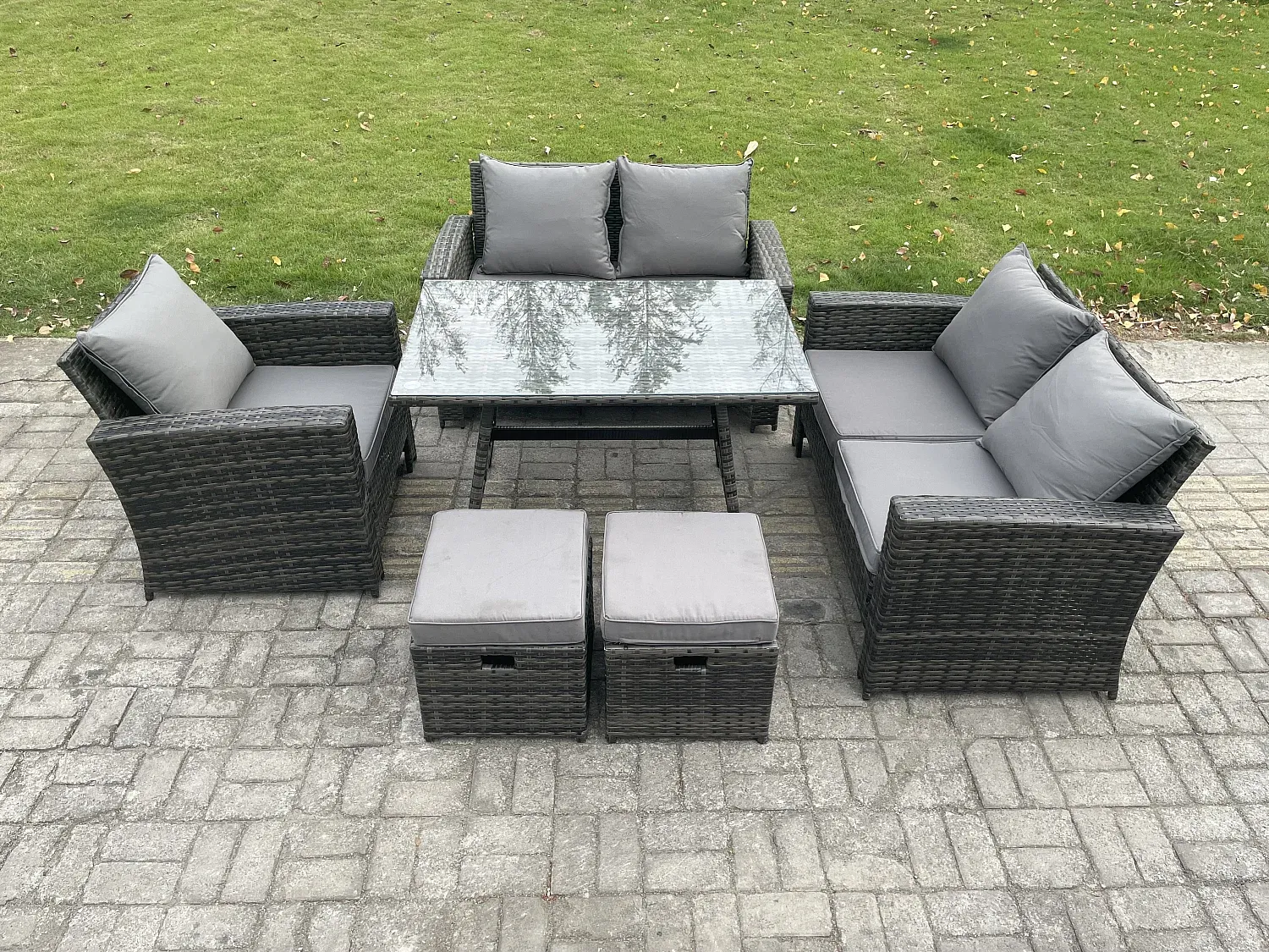 Gartenmöbel Set mit Rechteckigem Esstisch und Loveseat