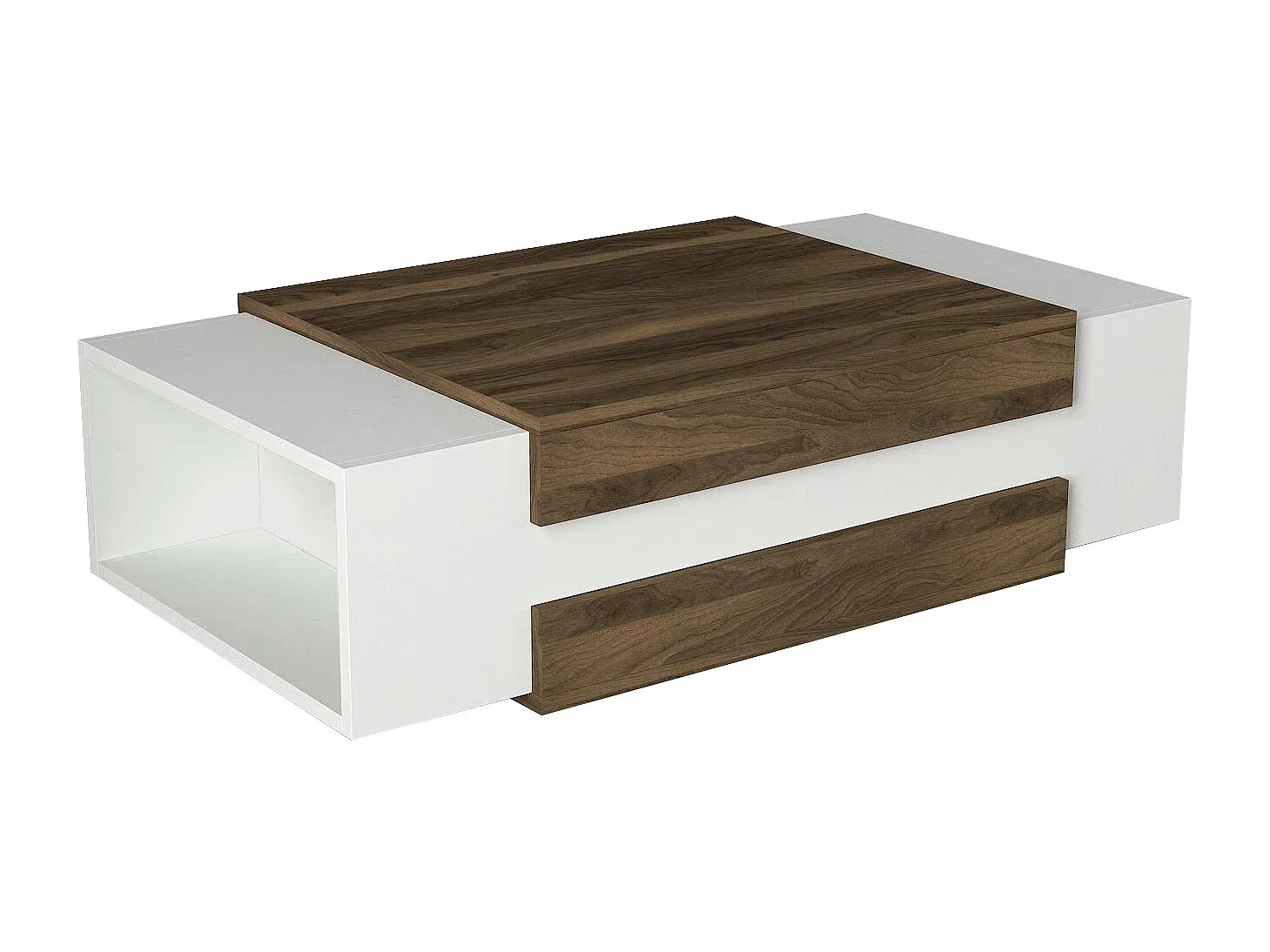 Moderner Wohnzimmer Couchtisch in Weiß und Nussbaum