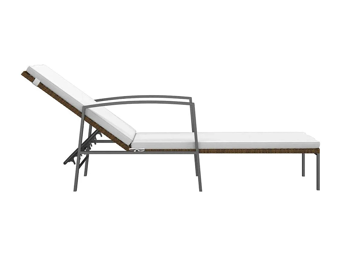 Balkon-Loungeset: Liegen und Tisch, Rattan-Design, Braun