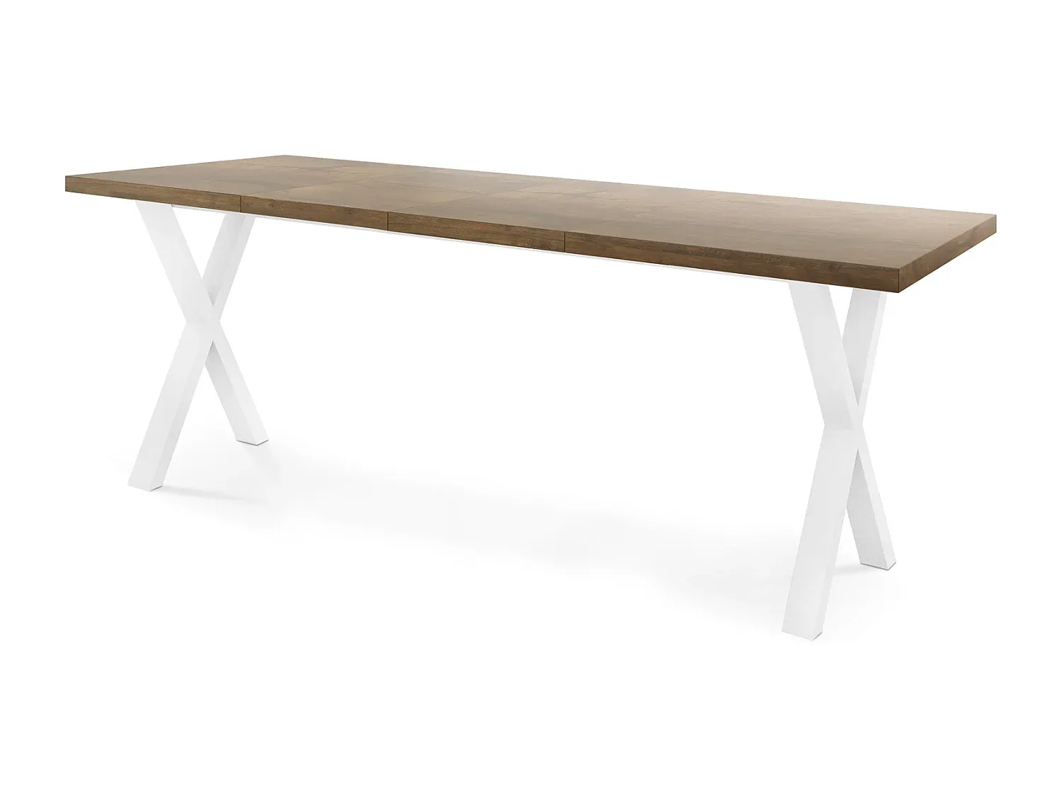 Moderner ausziehbarer Esstisch mit weißen Metallbeinen bis 260 cm