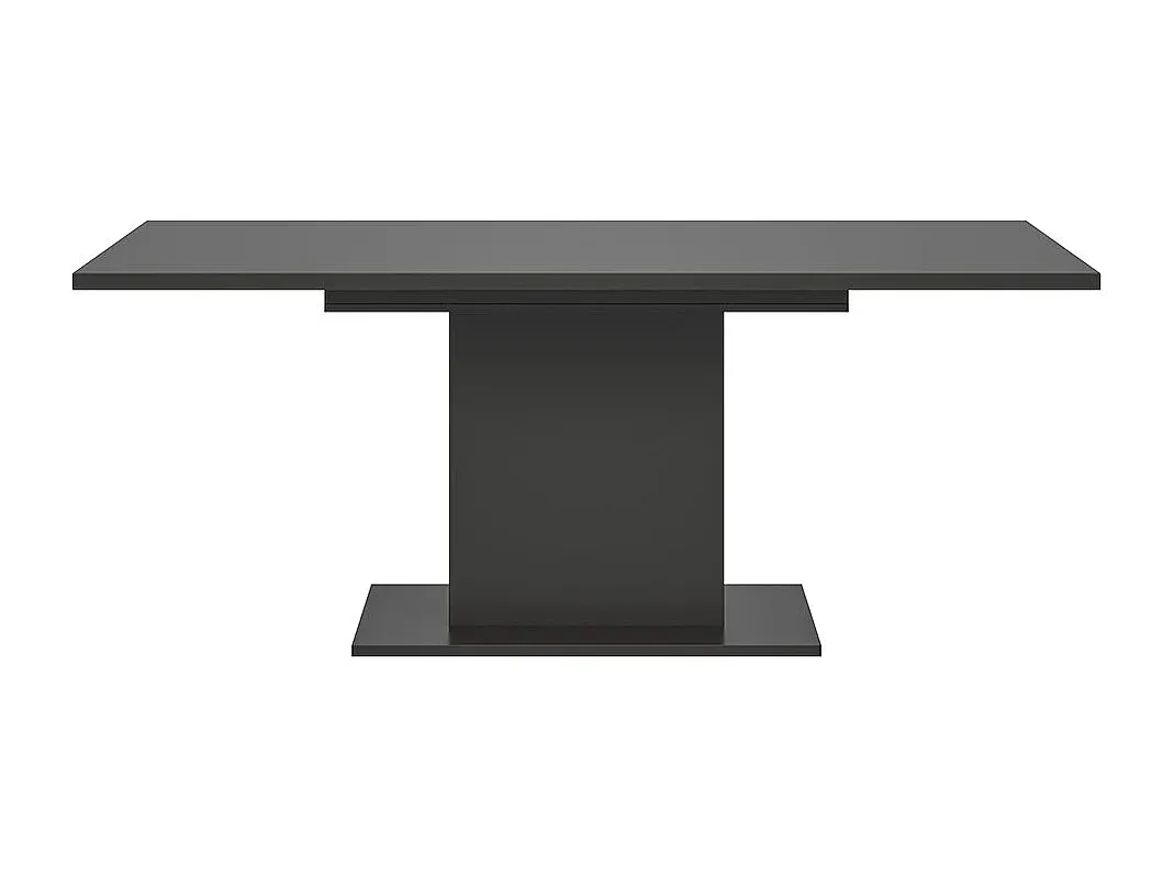 Moderner Esstisch mit Säulenfuß und Verlängerungsplatte, Grau