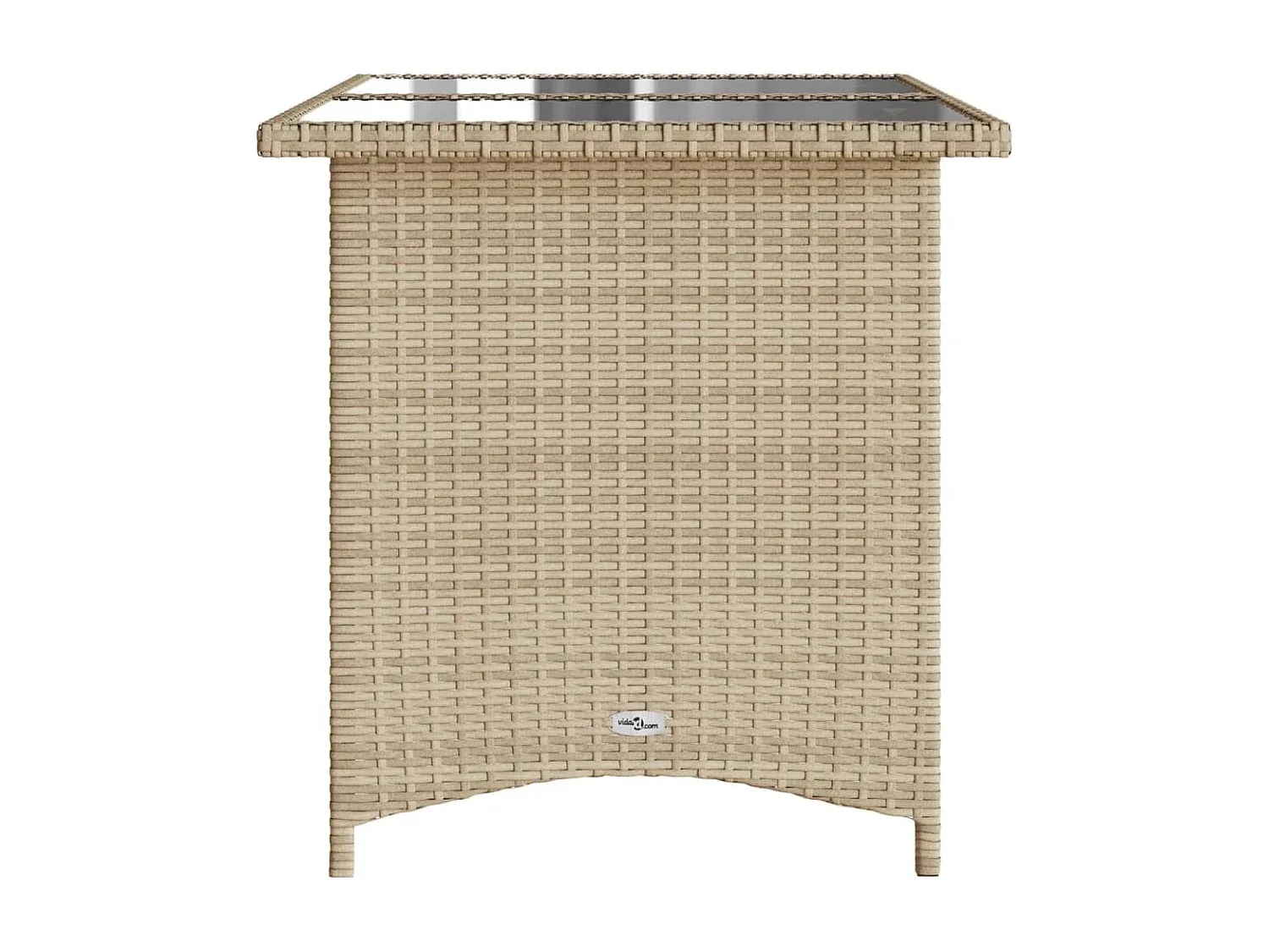 Gartentisch mit Glasplatte Beige 110x68x70 cm aus Poly Rattan