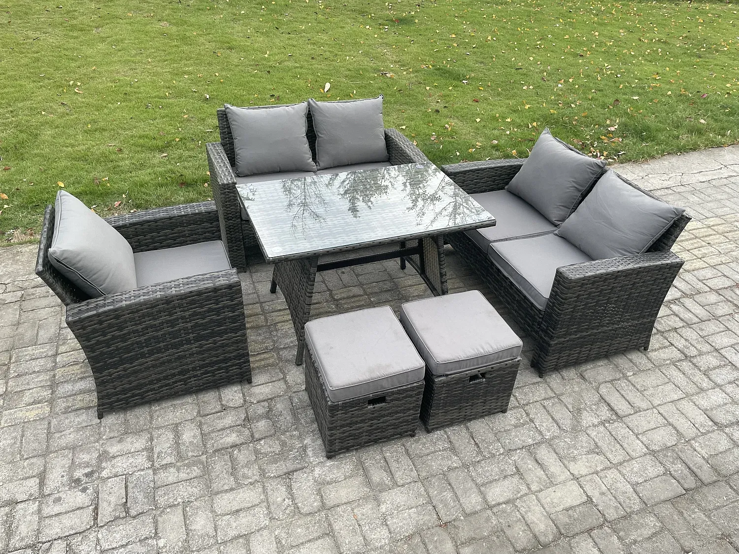 Gartenmöbel Set mit Rechteckigem Esstisch und Loveseat