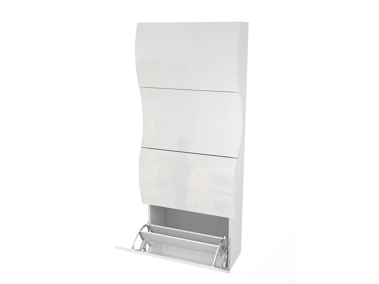 Mehrzweck-Schuhschrank mit Türen, für Eingangsbereich, glänzend weiß, 71 x 27 x 162 cm