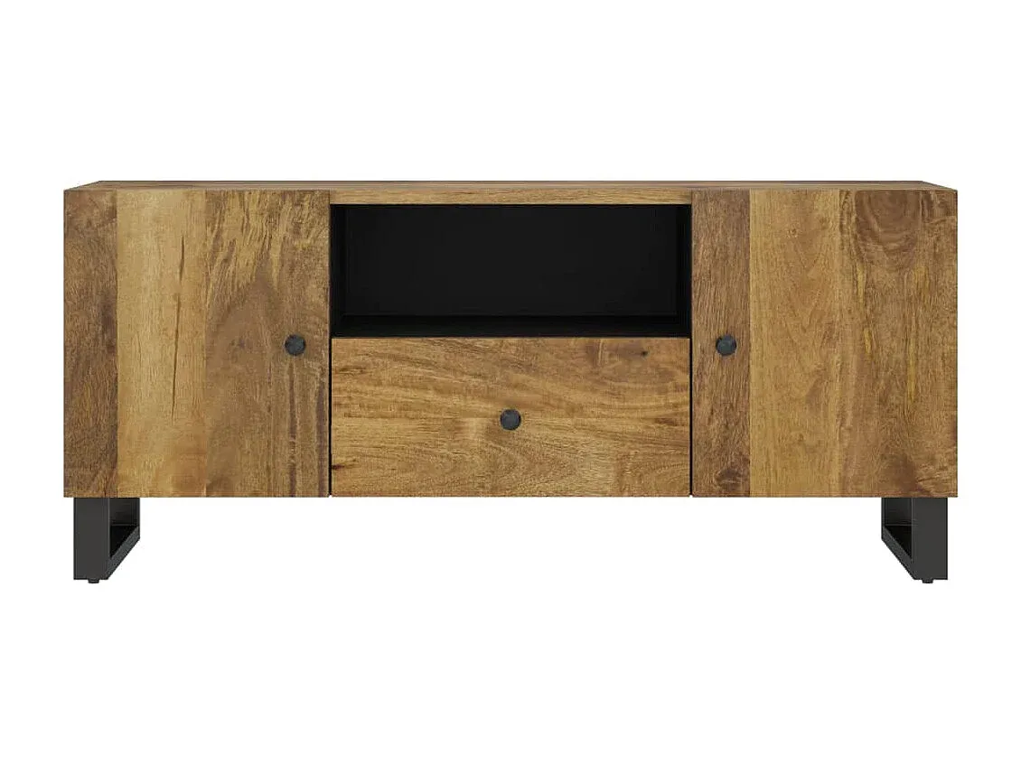 Moderne TV-Konsole aus Mangoholz und Holzwerkstoff