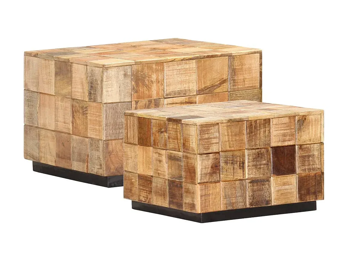 2er-Set Couchtische im Block-Design aus Mangoholz