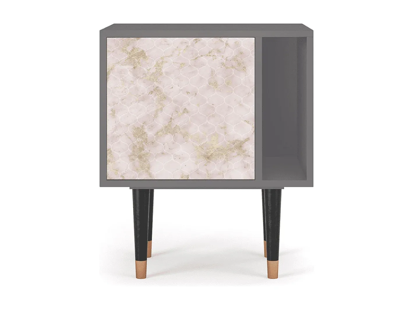 Moderner Nachttisch in Grauer Farbe mit Floralem Muster