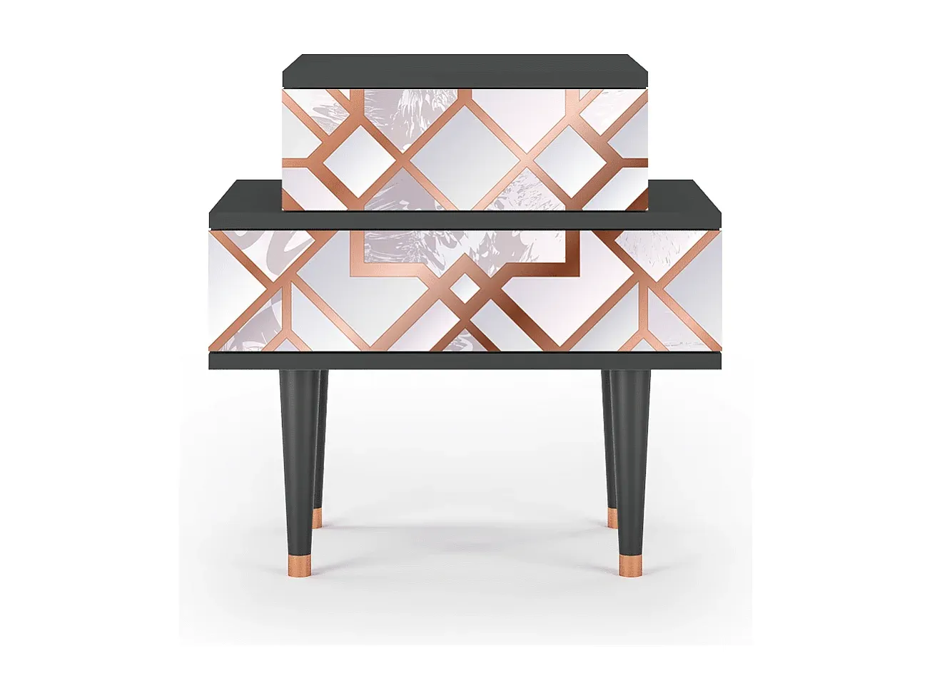 Moderner Nachttisch in Pastellfarben, Anthrazit