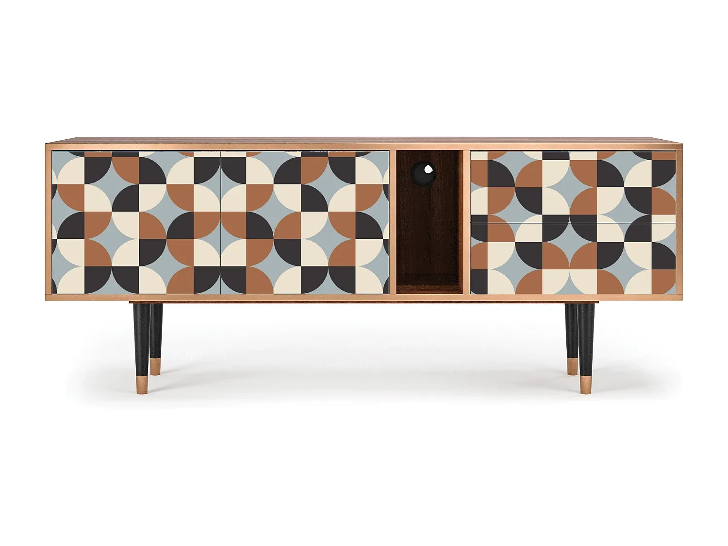 Modernes TV-Regal mit Stauraum und Walnuss-Finish