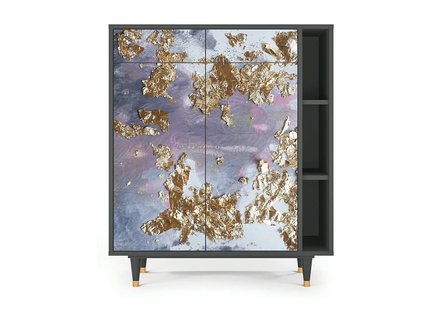 Modernes Sideboard, Anthrazit, Kompakte Größe