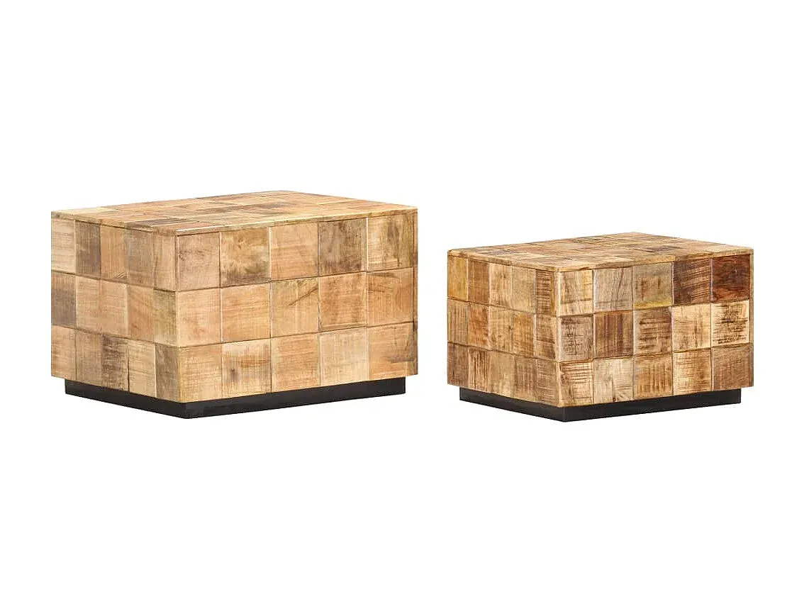 2er-Set Couchtische im Block-Design aus Mangoholz