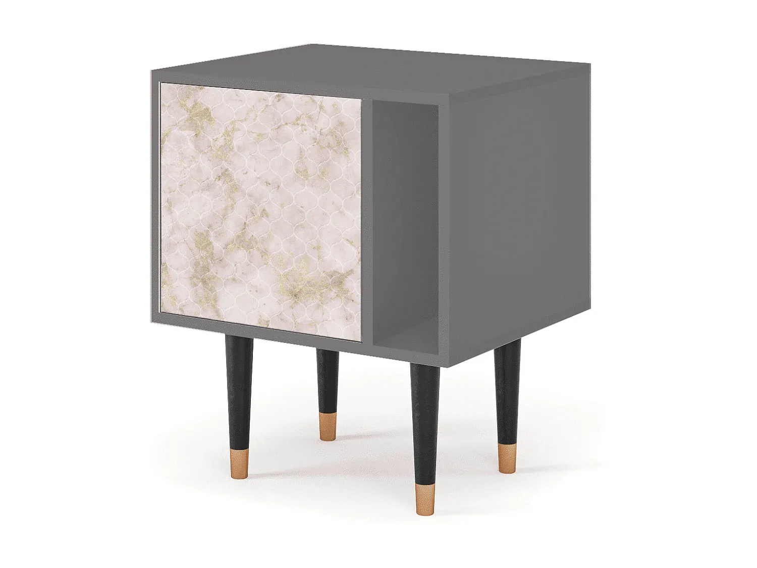 Moderner Nachttisch in Grauer Farbe mit Floralem Muster