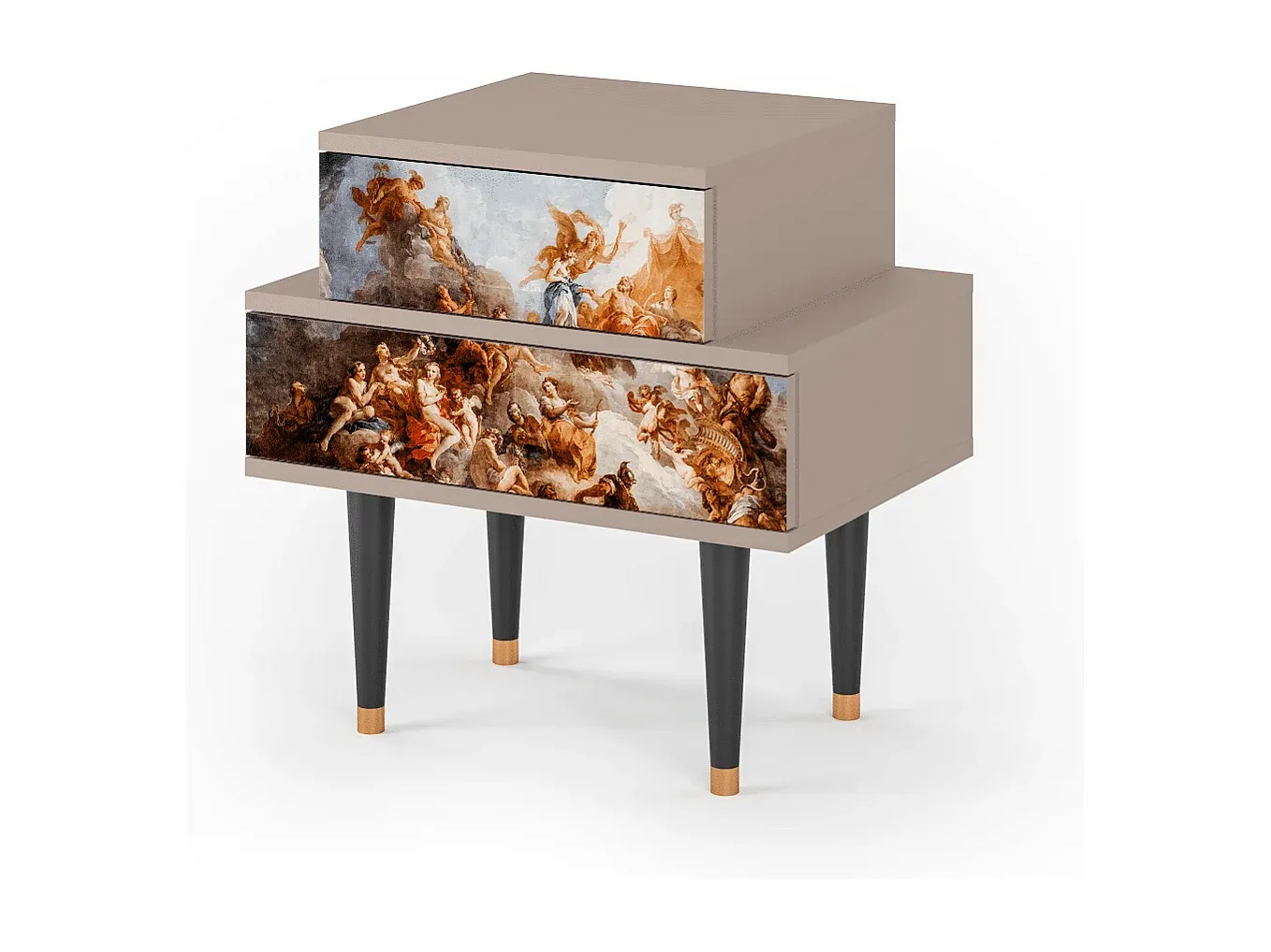 Moderner Nachttisch mit Stauraum, Holzdesign, Latte