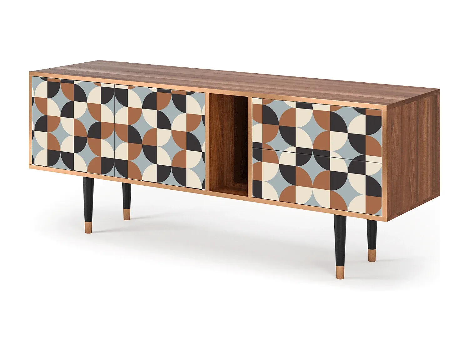 Modernes TV-Regal mit Stauraum und Walnuss-Finish