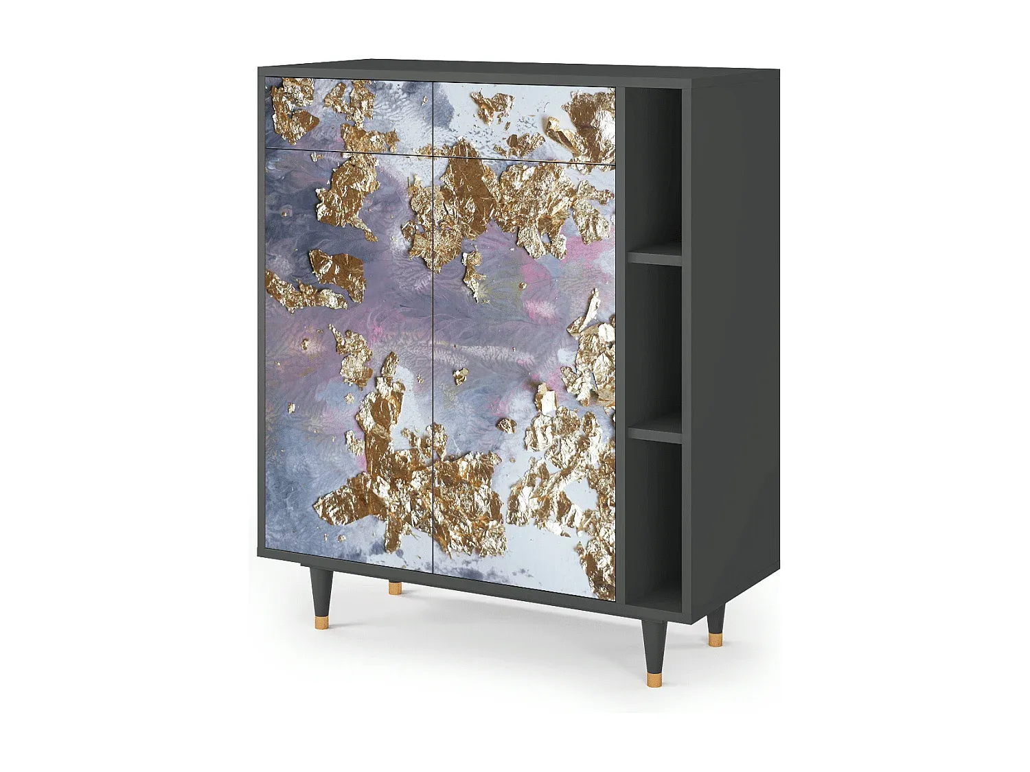 Modernes Sideboard, Anthrazit, Kompakte Größe