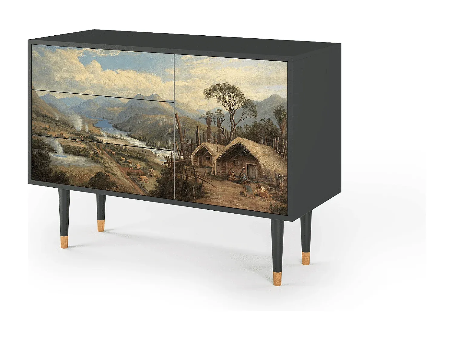 Elegantes Sideboard mit geräumigen Fächern, Anthrazit
