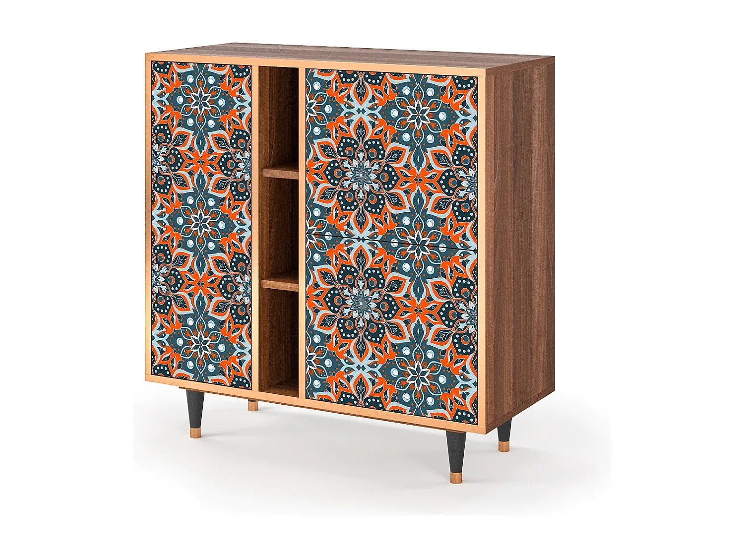 Moderner Sideboard aus Walnussholz, 95 cm