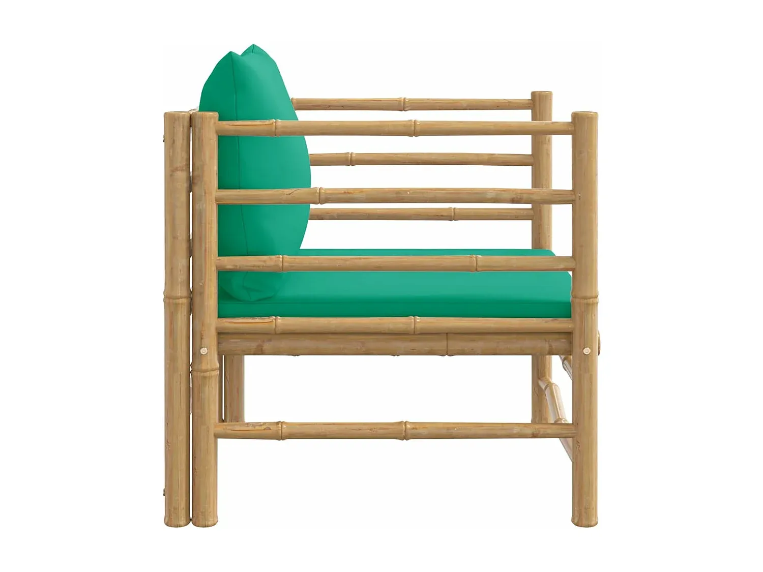 Bambus Gartensessel mit Grünen Polstern
