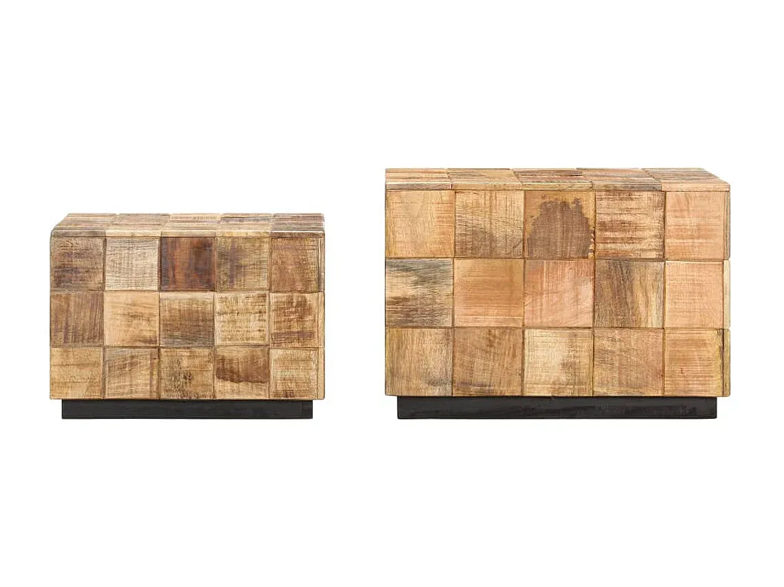 2er-Set Couchtische im Block-Design aus Mangoholz