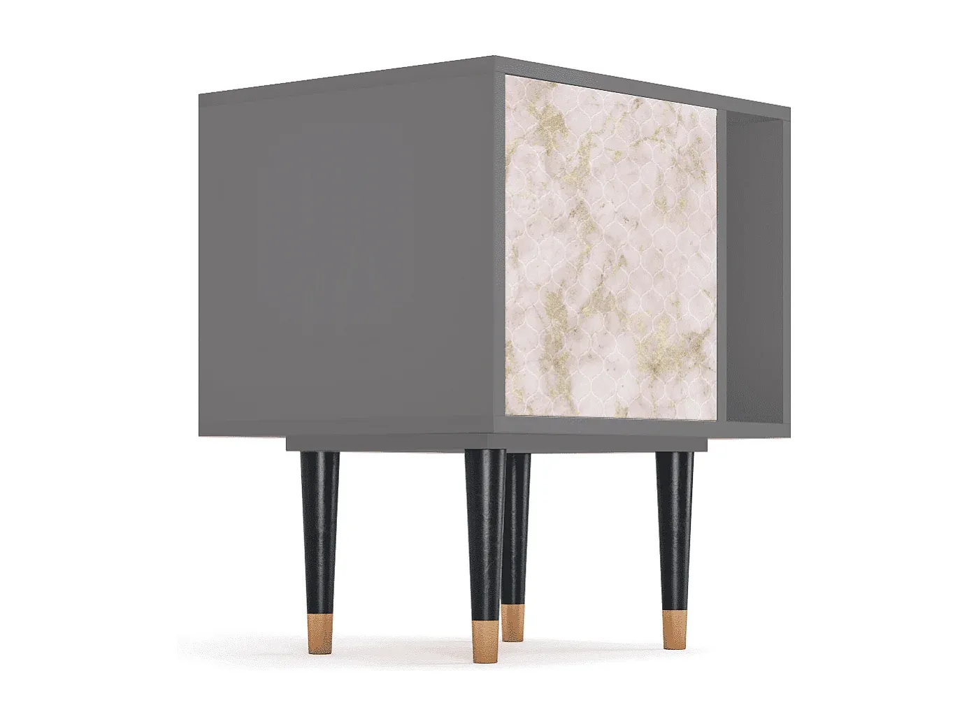 Moderner Nachttisch in Grauer Farbe mit Floralem Muster