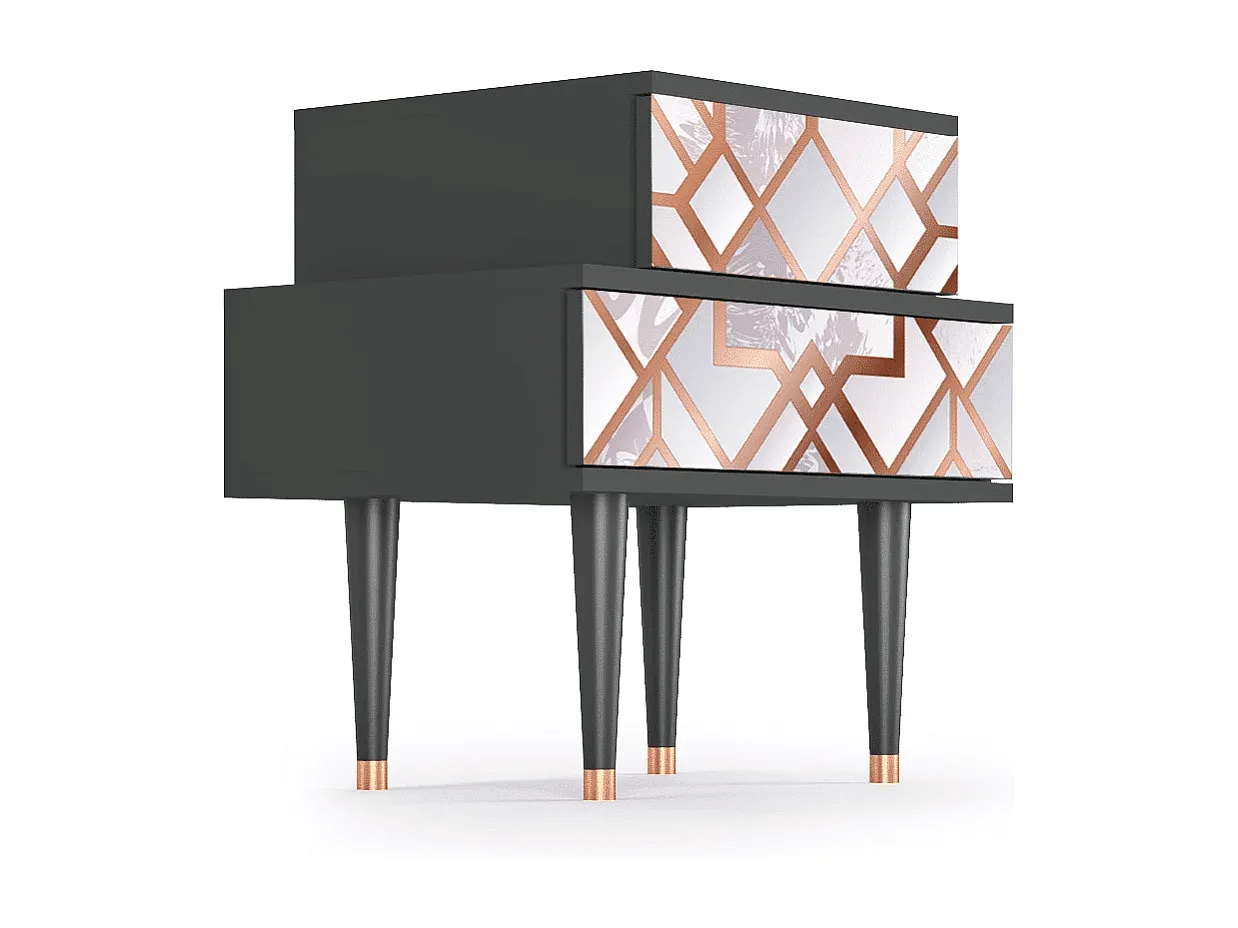 Moderner Nachttisch in Pastellfarben, Anthrazit