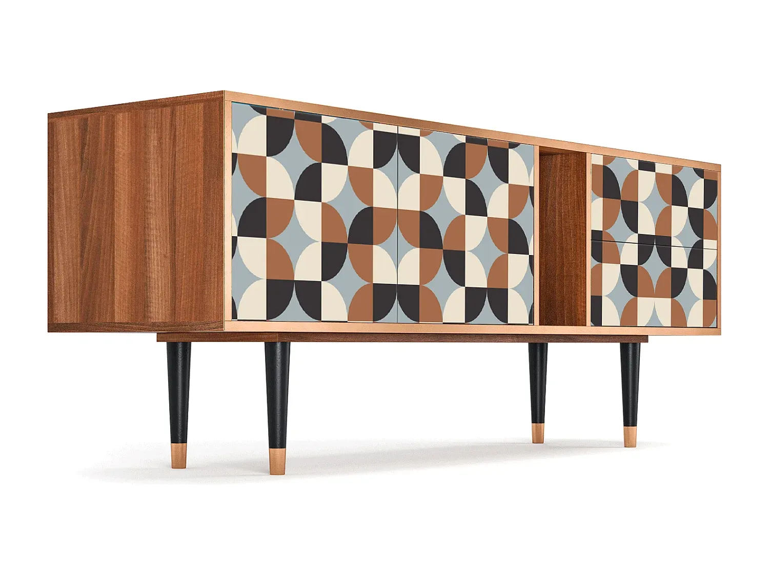 Modernes TV-Regal mit Stauraum und Walnuss-Finish