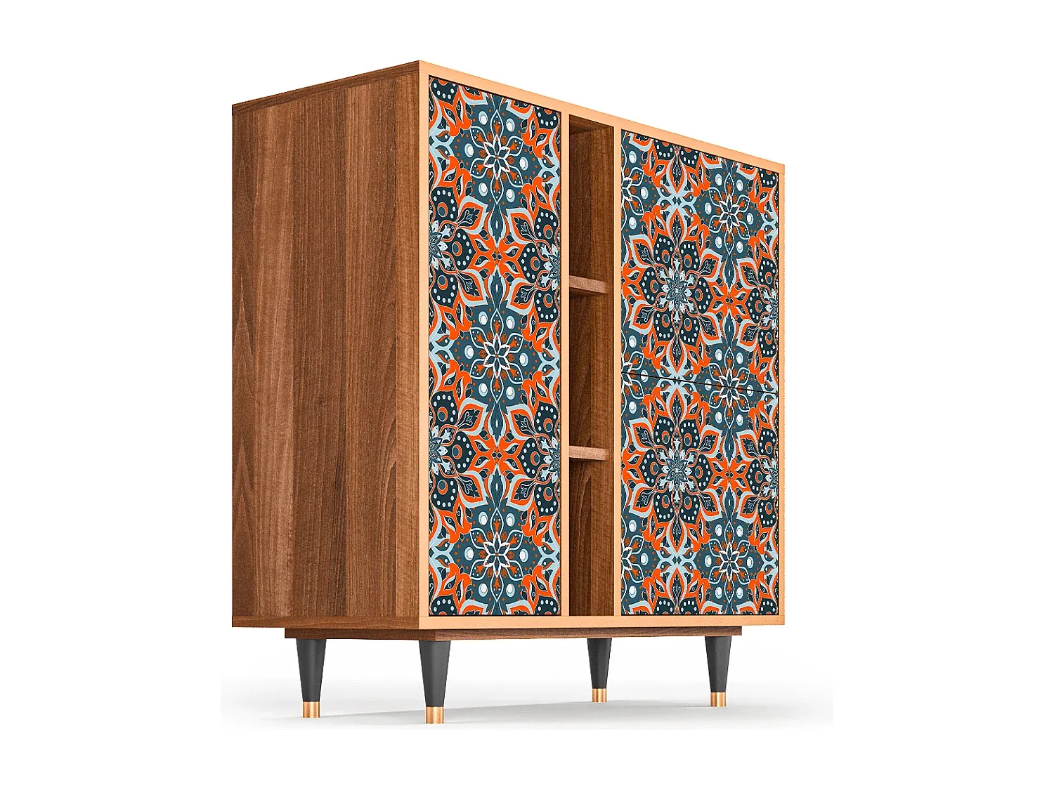 Moderner Sideboard aus Walnussholz, 95 cm