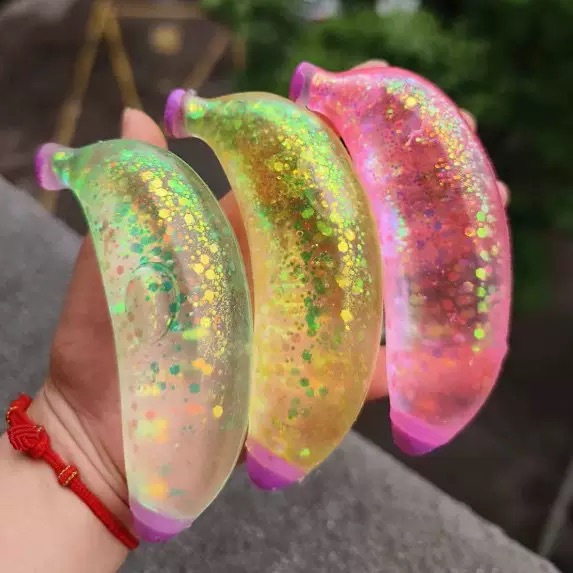 banana-shaped glitter squishy toys