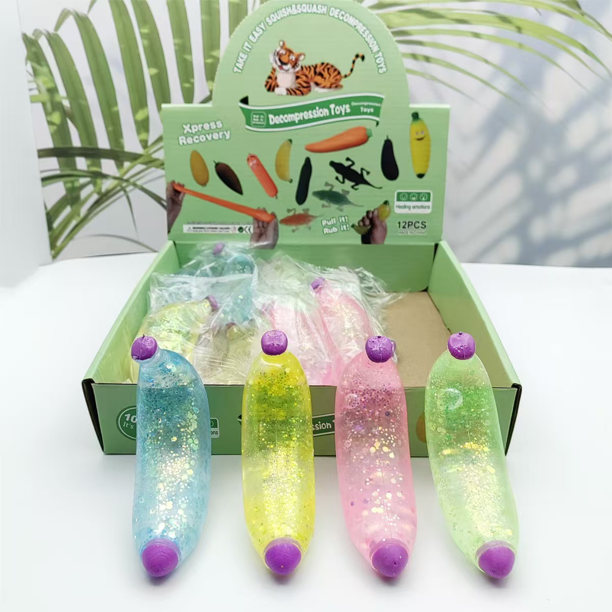 banana-shaped glitter squishy toys