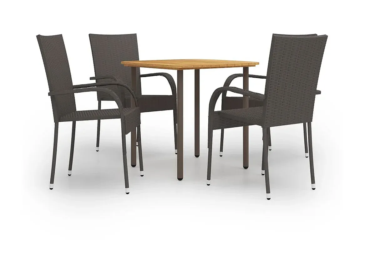 5-teilige Gartenmöbelgruppe aus Poly Rattan in Braun