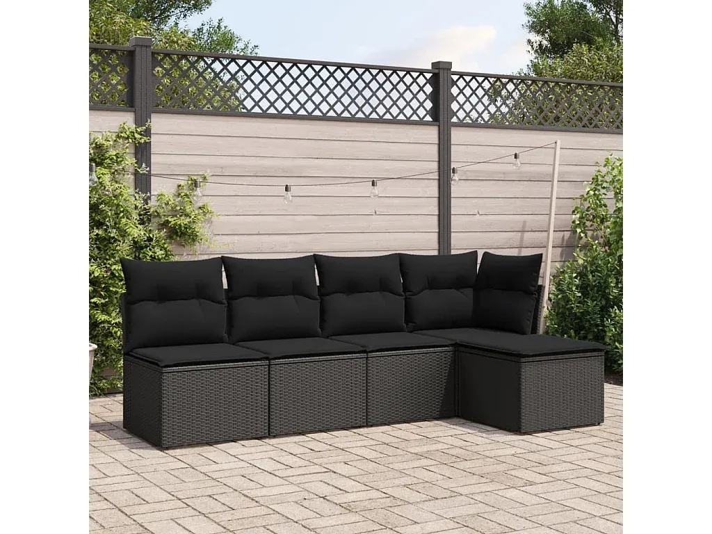 Moderne Garten-Sofagarnitur aus Poly Rattan mit Kissen