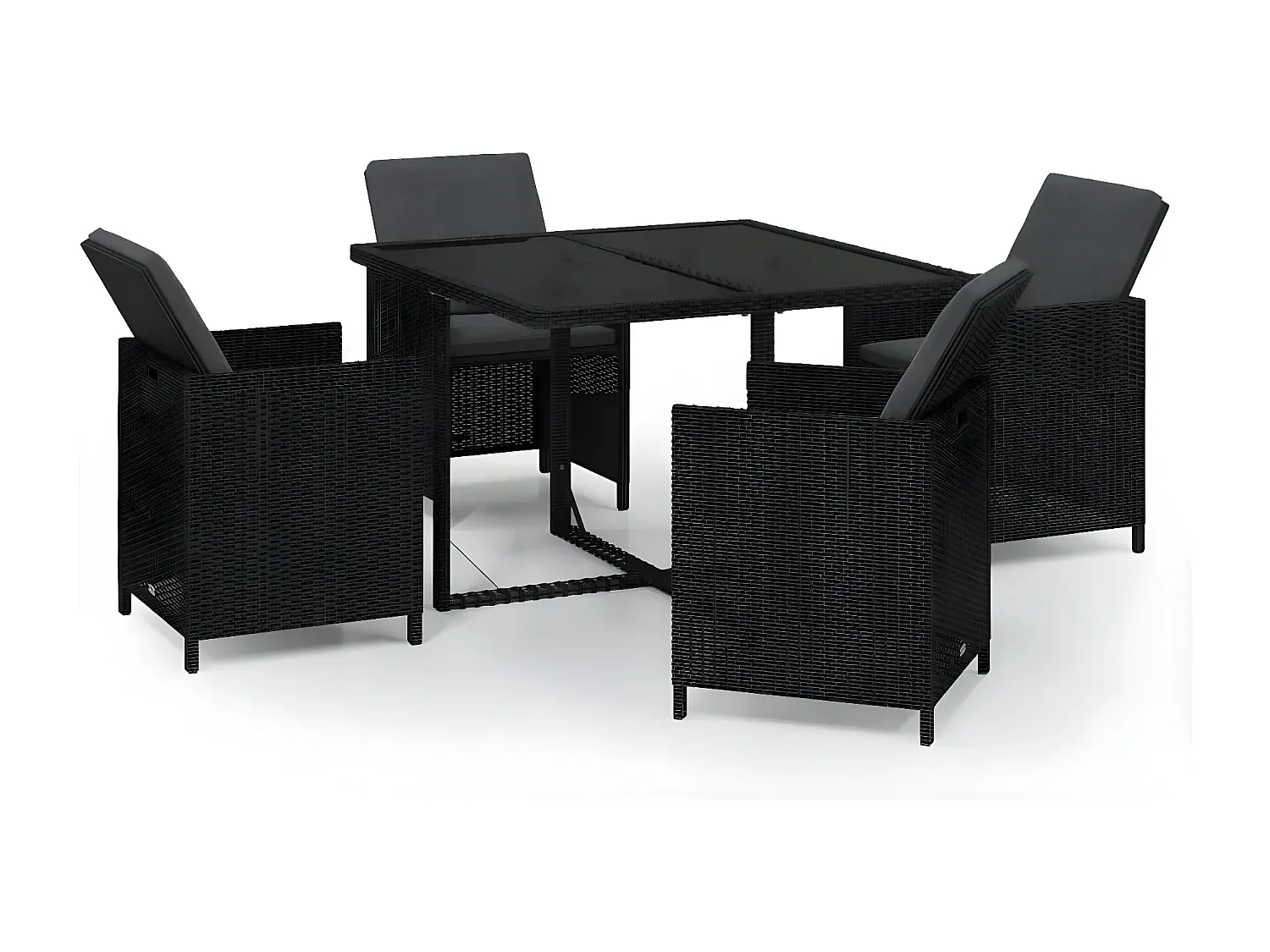 Moderne Gartenmöbel-Sitzgruppe mit Polsterung in Schwarz