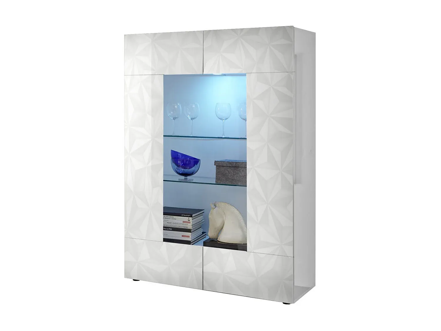 Moderne Hochglanz Vitrine in Weiß