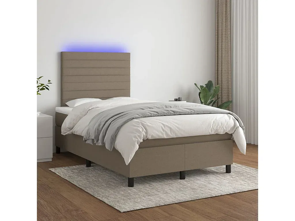 Modernes Boxspringbett mit LED-Beleuchtung und Komfortmatratze 120x200 cm